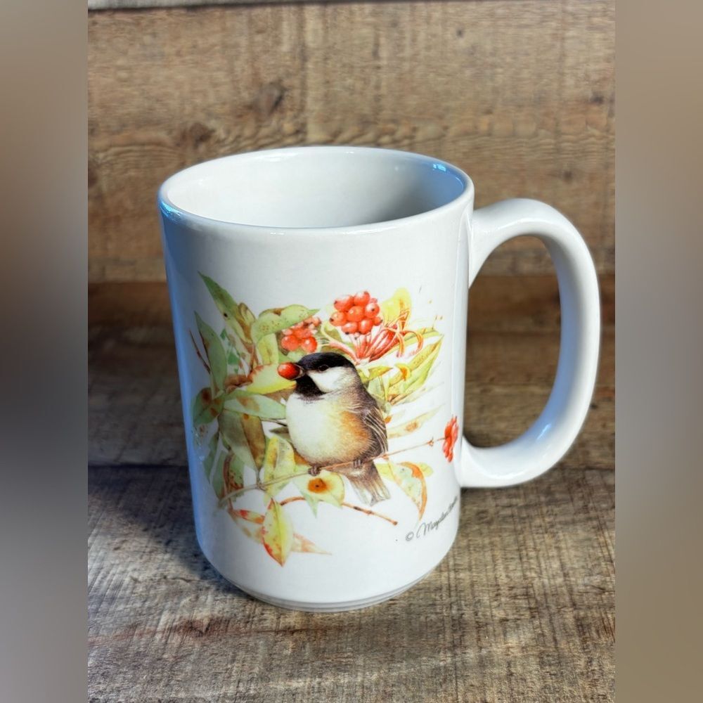 Marjolein Bastin Hallmark Sketchbook Chickadee Bird Coffee Mug 2004 Thailand